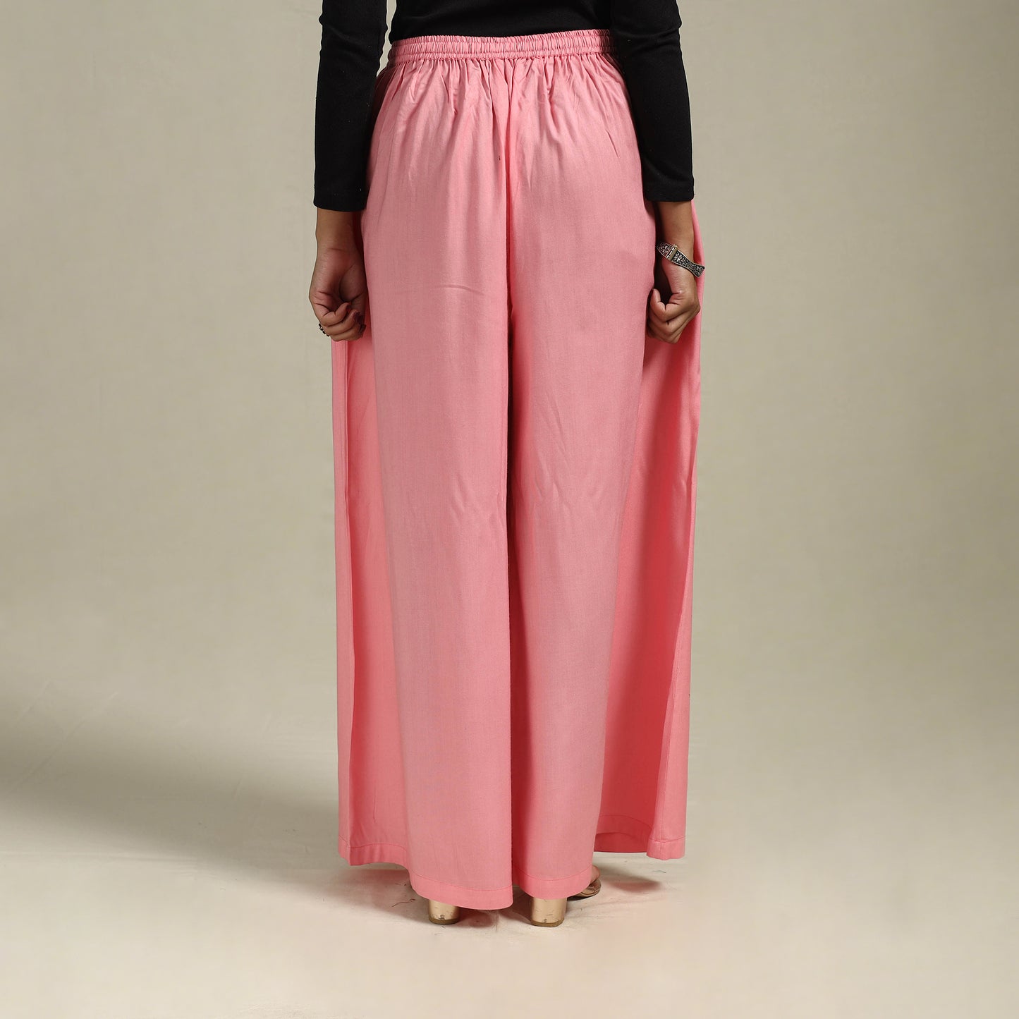 Elastic Waist Rayon Plain Palazzo for Women 36