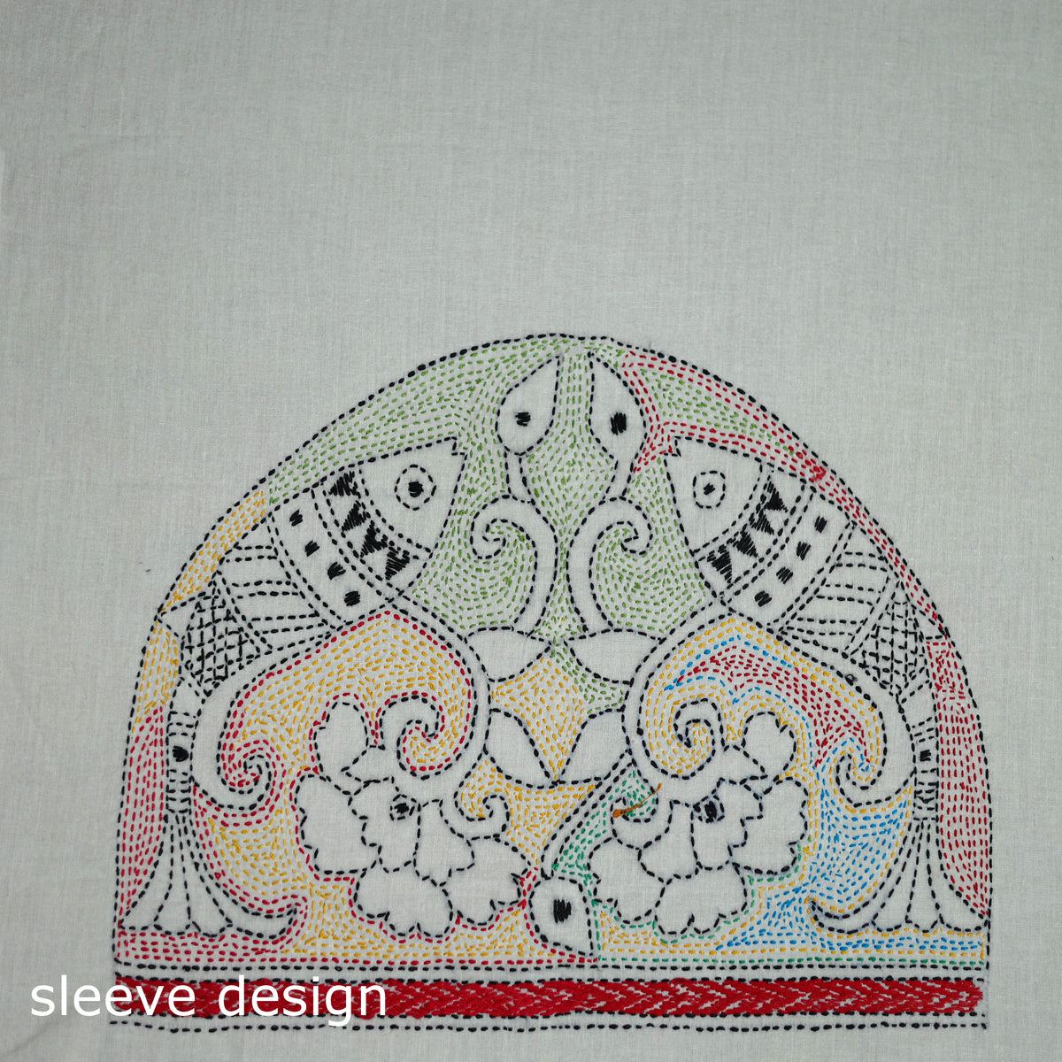 Bengal Kantha Hand Embroidered Cotton Blouse Piece 47