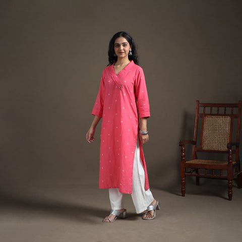 Jacquard Cotton Straight Long Kurta for Women 20