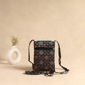 Traditional Kutch Mashru Silk Leather Flap Sling Bag 55