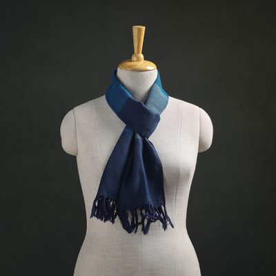 Blue - Kumaun Handwoven Pure Merino Wool Scarf 181