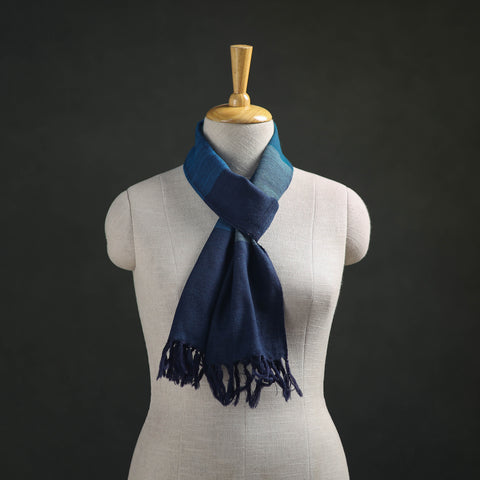 Blue - Kumaun Handwoven Pure Merino Wool Scarf 181