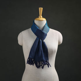 Blue - Kumaun Handwoven Pure Merino Wool Scarf 181