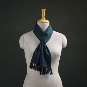 Blue - Kumaun Handwoven Pure Merino Wool Scarf 182
