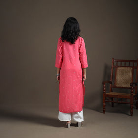 Jacquard Cotton Straight Long Kurta for Women 20