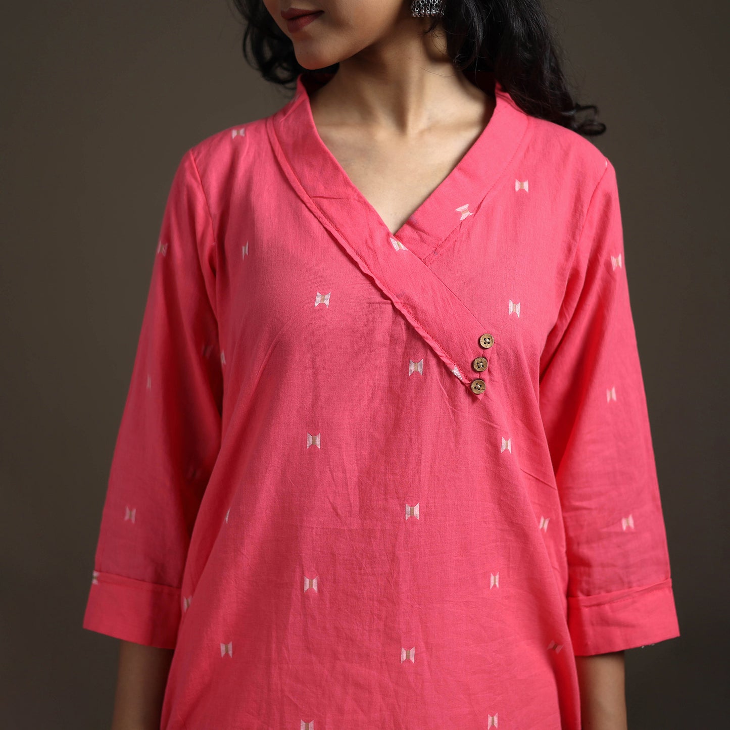 Jacquard Cotton Straight Long Kurta for Women 20