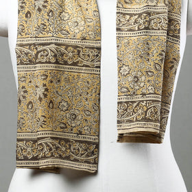 Yellow Pedana Kalamkari Block Printed Natural Dyed Cotton Stole