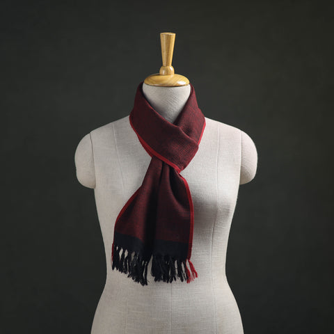 Maroon - Kumaun Handwoven Pure Merino Wool Scarf 184