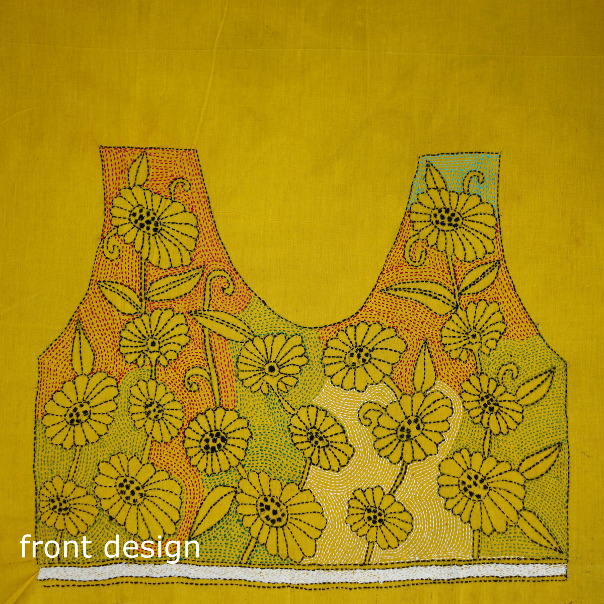 Bengal Kantha Hand Embroidered Cotton Blouse Piece 45