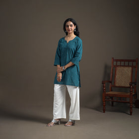 Sequin Work Jacquard Cotton Short Kurta for Women 22