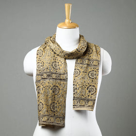 Yellow Pedana Kalamkari Block Printed Natural Dyed Cotton Stole