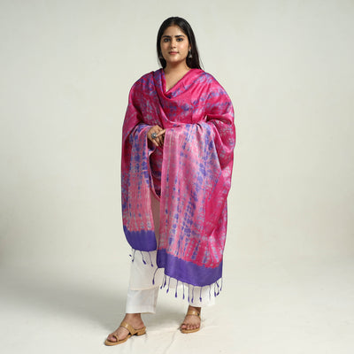 Tie & Dye Tussar Silk Shibori Dupatta 01