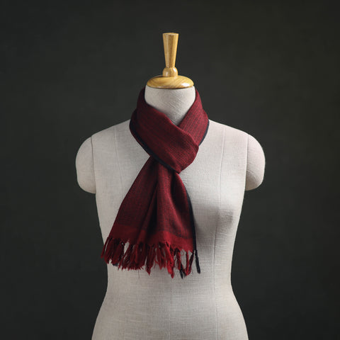 Maroon - Kumaun Handwoven Pure Merino Wool Scarf 185