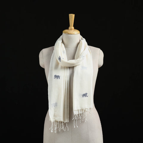 Burdwan Jamdani Handloom Cotton Stole with Tassels 24