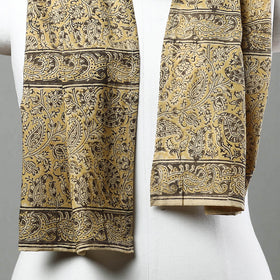 Yellow Pedana Kalamkari Block Printed Natural Dyed Cotton Stole