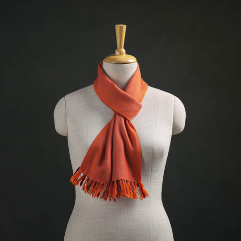 Orange - Kumaun Handwoven Pure Merino Wool Scarf 186