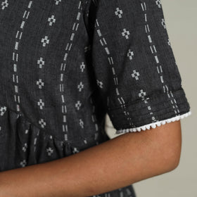  Tiered Fit & Flare Cotton Grey Jacquard Dress 