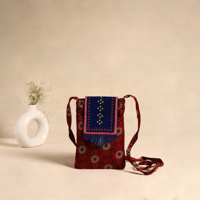 Traditional Kutch Mashru Silk Leather Flap Sling Bag 57