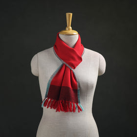 Red - Kumaun Handwoven Pure Merino Wool Scarf 188