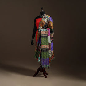 Bengal Hand Embroidery Patchwork Reversible Silk Kantha Dupatta 40