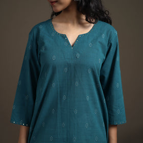 Sequin Work Jacquard Cotton Short Kurta for Women 22