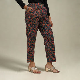 Elastic Waist Block Print Cotton Ajrakh Pant for Women 47