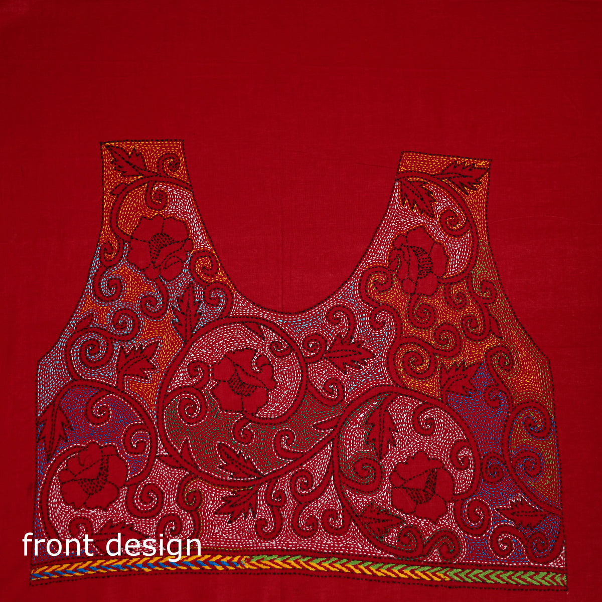Bengal Kantha Hand Embroidered Cotton Blouse Piece 43