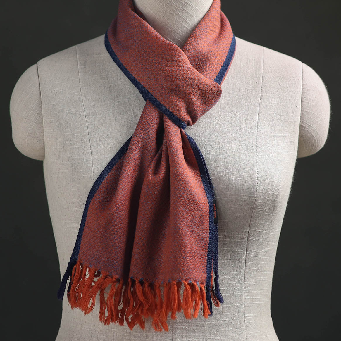 Orange - Kumaun Handwoven Pure Merino Wool Scarf 189