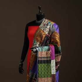 Bengal Hand Embroidery Patchwork Reversible Silk Kantha Dupatta 40