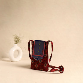 Traditional Kutch Mashru Silk Leather Flap Sling Bag 57