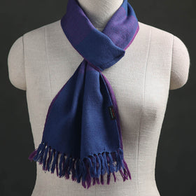 Blue - Kumaun Handwoven Pure Merino Wool Scarf 190