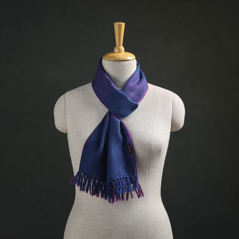 Blue - Kumaun Handwoven Pure Merino Wool Scarf 190