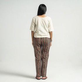 Black - Kalamkari Block Printed Cotton Elasticated Pant