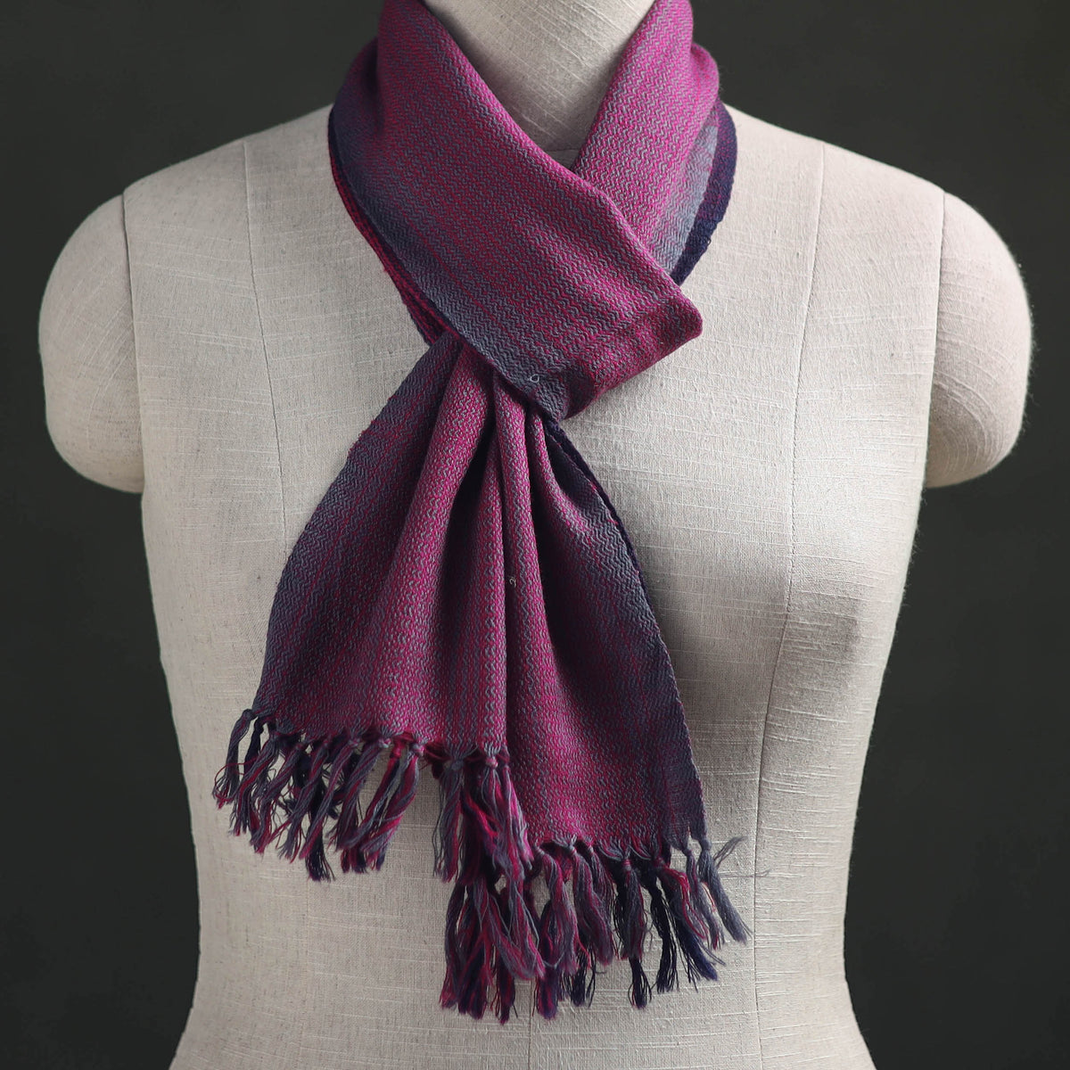 Purple - Kumaun Handwoven Pure Merino Wool Scarf 191