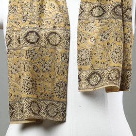 Yellow Pedana Kalamkari Block Printed Natural Dyed Cotton Stole