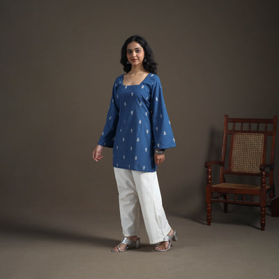 Jacquard Cotton Short Kurta for Women 33