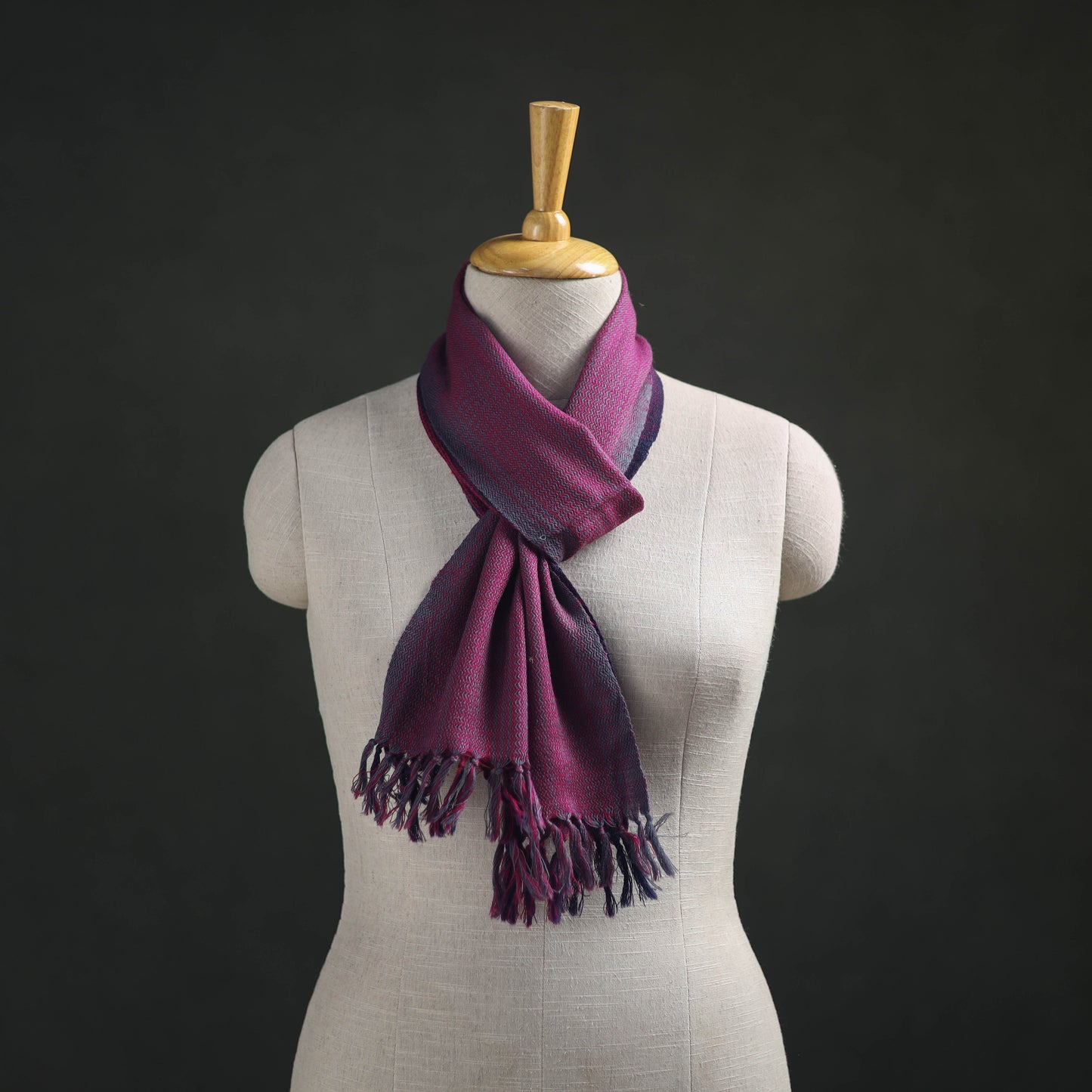 Purple - Kumaun Handwoven Pure Merino Wool Scarf 191