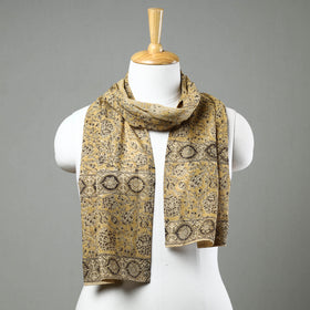 Yellow Pedana Kalamkari Block Printed Natural Dyed Cotton Stole