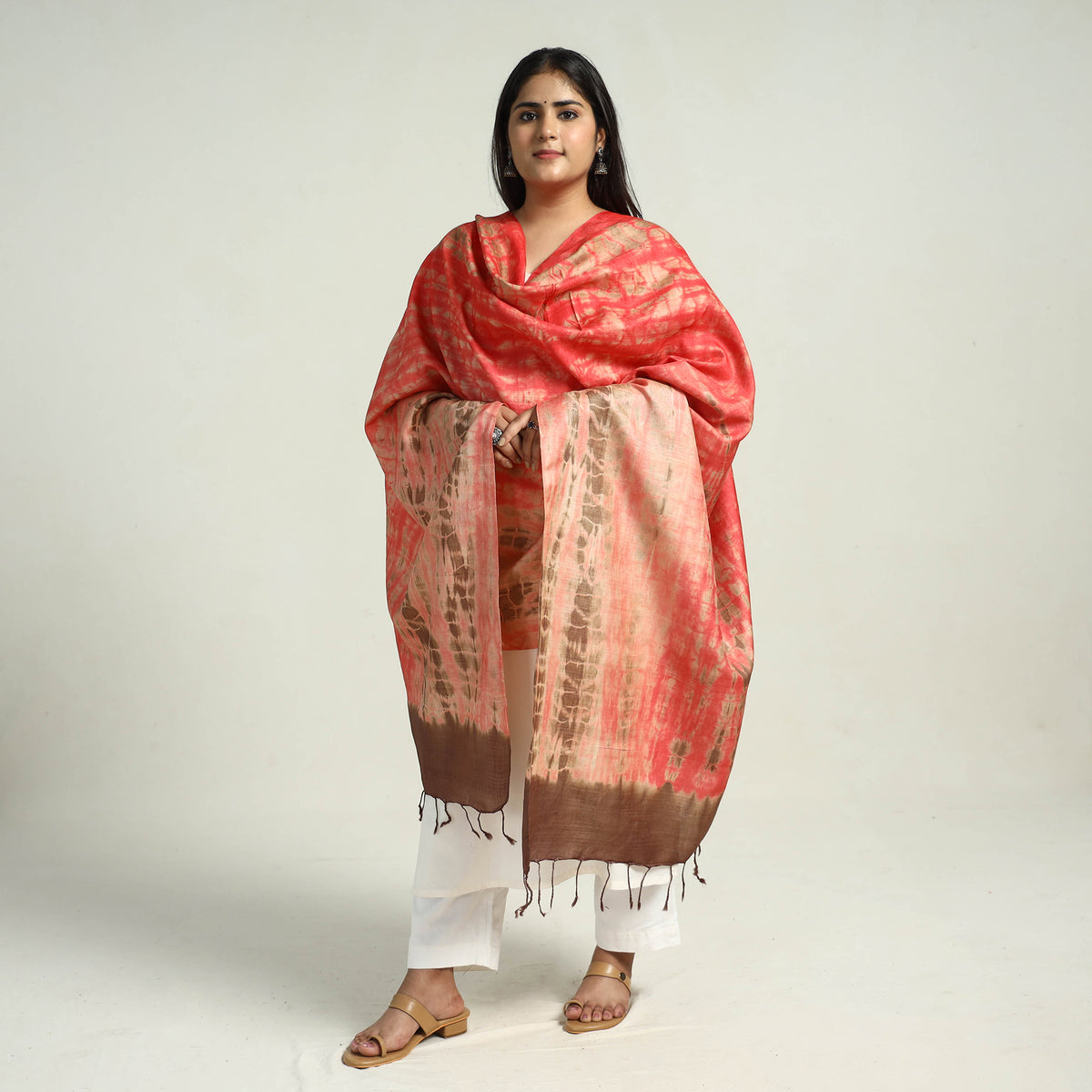 Tie & Dye Tussar Silk Shibori Dupatta 03