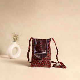Traditional Kutch Mashru Silk Leather Flap Sling Bag 58