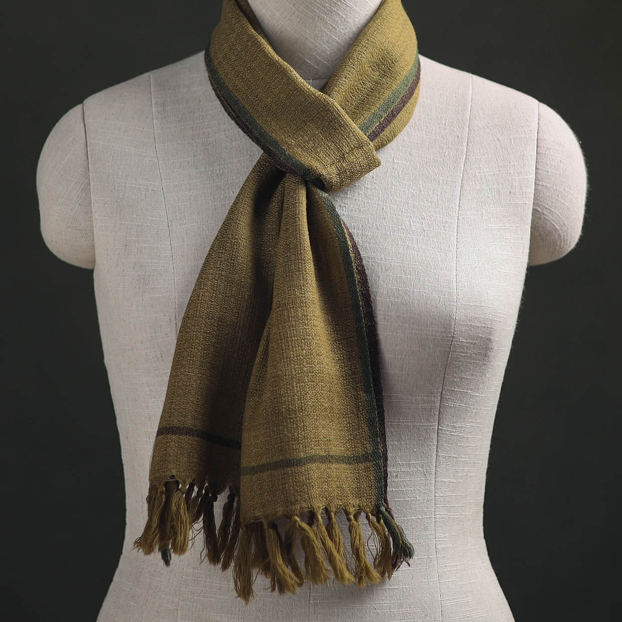 Green - Kumaun Handwoven Pure Merino Wool Scarf 192