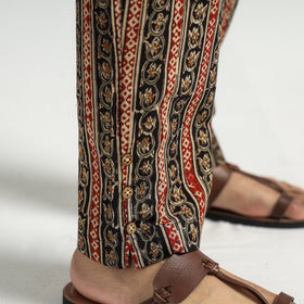 Black - Kalamkari Block Printed Cotton Elasticated Pant