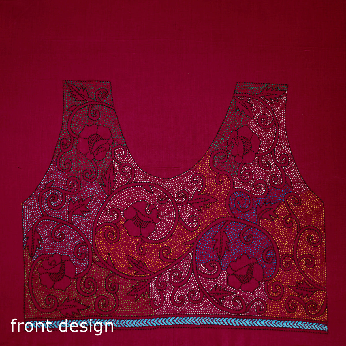 Bengal Kantha Hand Embroidered Cotton Blouse Piece 41