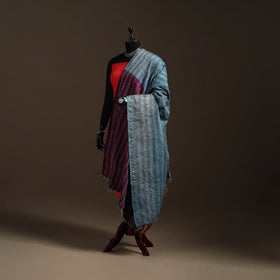 Bengal Hand Embroidery Patchwork Reversible Silk Kantha Dupatta 40