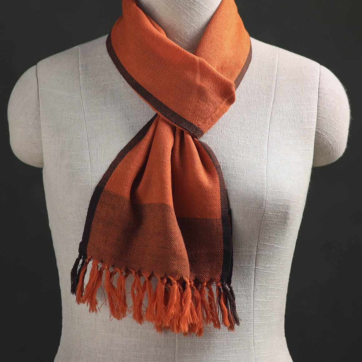 Orange - Kumaun Handwoven Pure Merino Wool Scarf 193