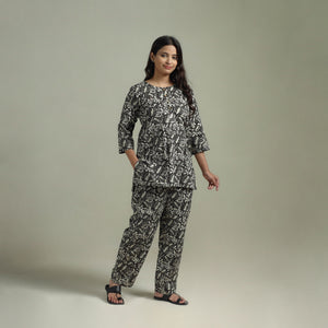 Sanganeri Floral Printed Cotton Night Suit for Women 14