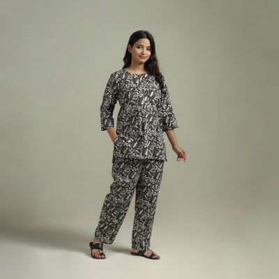 Sanganeri Floral Printed Cotton Night Suit for Women 14