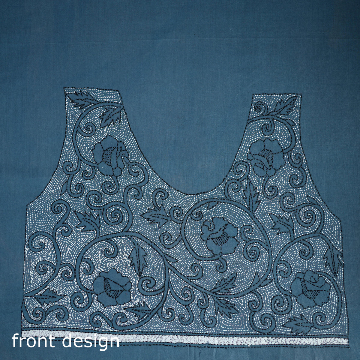 Bengal Kantha Hand Embroidered Cotton Blouse Piece 40