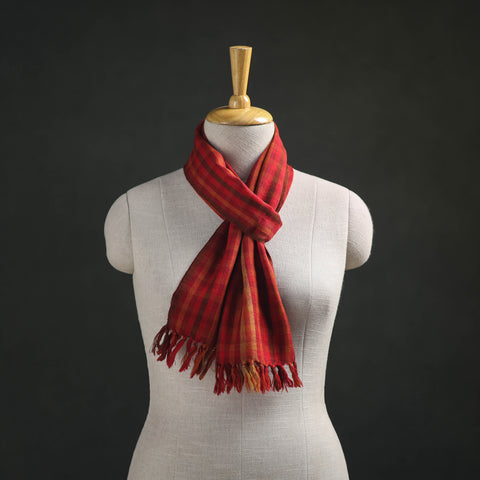 Red - Kumaun Handwoven Pure Merino Wool Scarf 195