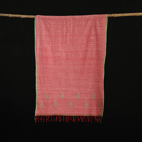 Red - Burdwan Jamdani Handloom Cotton Stole with Tassels 22